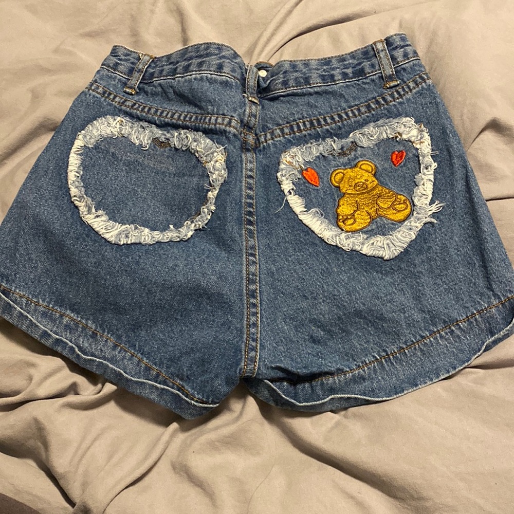 High waisted Embroidered jean shorts